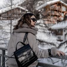 Soho Backpack in Deep Shine Black Croc