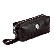 Aerodrome Zip Washbag in Dark Brown Pebble