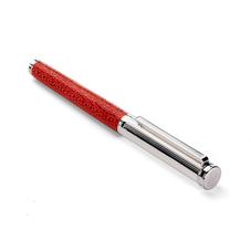 Sterling Silver & Leather Fountain Pen in Berry Lizard