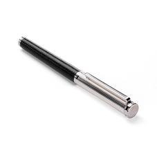 Sterling Silver & Leather Rollerball Pen in Jet Black Lizard