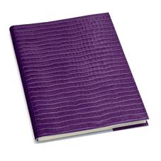 A4 Refillable Leather Journal in Deep Shine Amethyst Small Croc