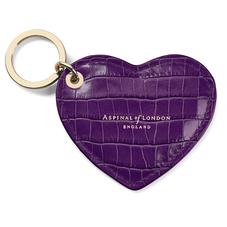 Heart Key Ring in Deep Shine Amethyst Small Croc