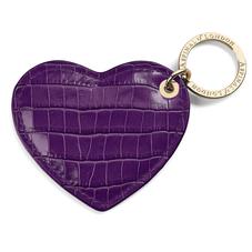 Heart Key Ring in Deep Shine Amethyst Small Croc