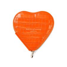 Heart Coin Purse in Deep Shine Amber Small Croc