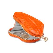 Heart Coin Purse in Deep Shine Amber Small Croc