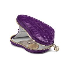 Heart Coin Purse in Deep Shine Amethyst Small Croc