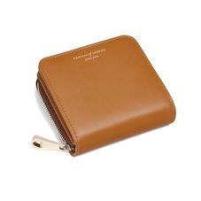 Mini Continental Zipped Coin Purse in Smooth Tan