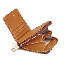 Mini Continental Zipped Coin Purse in Smooth Tan