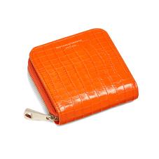 Mini Continental Zipped Coin Purse in Deep Shine Amber Small Croc