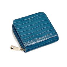 Mini Continental Zipped Coin Purse in Deep Shine Topaz Small Croc