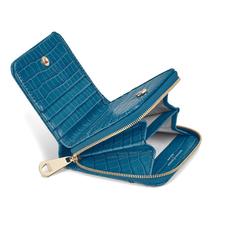 Mini Continental Zipped Coin Purse in Deep Shine Topaz Small Croc