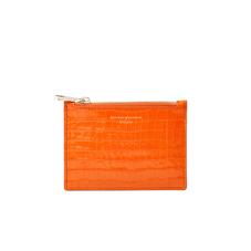 Small Essential Flat Pouch in Deep Shine Amber Small Croc