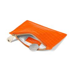 Small Essential Flat Pouch in Deep Shine Amber Small Croc