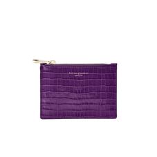 Small Essential Flat Pouch in Deep Shine Amethyst Small Croc