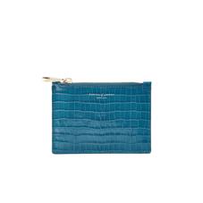 Small Essential Flat Pouch in Deep Shine Topaz Small Croc