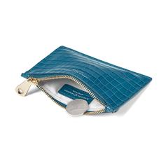 Small Essential Flat Pouch in Deep Shine Topaz Small Croc