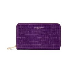 Midi Continental Clutch Zip Wallet in Deep Shine Amethyst Small Croc