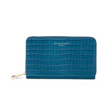 Midi Continental Clutch Zip Wallet in Deep Shine Topaz Small Croc