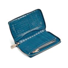 Midi Continental Clutch Zip Wallet in Deep Shine Topaz Small Croc