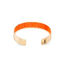 Cleopatra Skinny Cuff Bracelet in Deep Shine Amber Small Croc