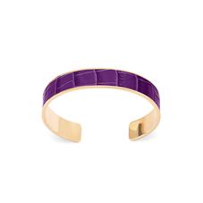 Cleopatra Skinny Cuff Bracelet in Deep Shine Amethyst Small Croc