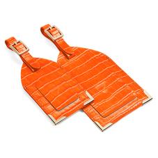 Set of 2 Luggage Tags in Deep Shine Amber Small Croc