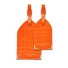 Set of 2 Luggage Tags in Deep Shine Amber Small Croc