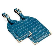 Set of 2 Luggage Tags in Deep Shine Topaz Small Croc