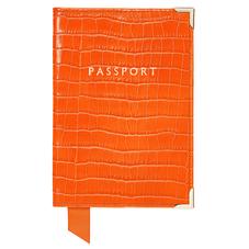 Passport Cover in Deep Shine Amber Small Croc