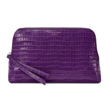 Large Essential Cosmetic Case in Deep Shine Amethyst Small Croc
