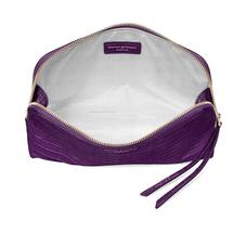 Large Essential Cosmetic Case in Deep Shine Amethyst Small Croc