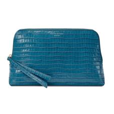 Large Essential Cosmetic Case in Deep Shine Topaz Small Croc