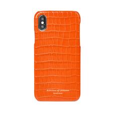 iPhone X Leather Cover in Deep Shine Amber Small Croc