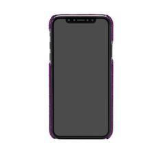 iPhone X Leather Cover in Deep Shine Amethyst Small Croc