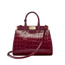 Small Florence Snap Bag in Deep Shine Bordeaux Croc