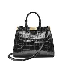Small Florence Snap Bag in Deep Shine Black Croc