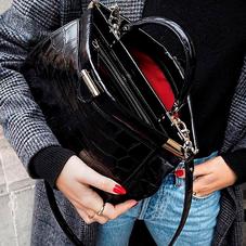 Large Florence Frame Bag in Deep Shine Topaz Small Croc