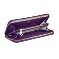 Continental Clutch Zip Wallet in Deep Shine Amethyst Small Croc