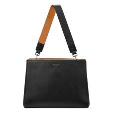 Large Ella Hobo in Black Pebble with Black & Tan Strap