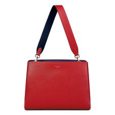 Large Ella Hobo in Scarlet Saffiano with Scarlet & Navy Strap