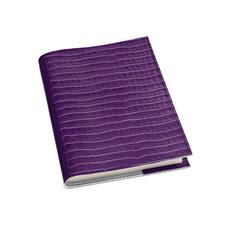 A5 Refillable Leather Journal in Deep Shine Amethyst Small Croc