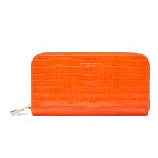 Continental Clutch Zip Wallet in Deep Shine Amber Small Croc