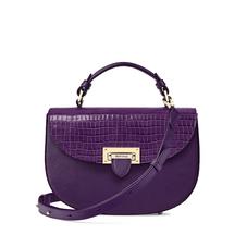 Letterbox Saddle Bag in Deep Shine Amethyst Small Croc