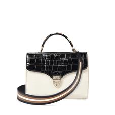 Mayfair Bag in Deep Shine Ivory & Black Croc with Stripe Strap