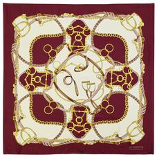 Horseshoe Silk Scarf in Burgundy