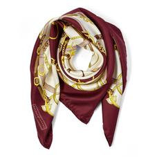 Horseshoe Silk Scarf in Burgundy