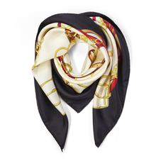 Horseshoe Silk Scarf in Black & Gold