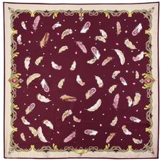 Aspinal Feather Silk Scarf in Burgundy