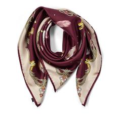 Aspinal Feather Silk Scarf in Burgundy