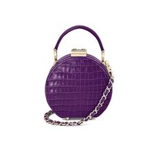 Micro Hat Box in Deep Shine Amethyst Small Croc